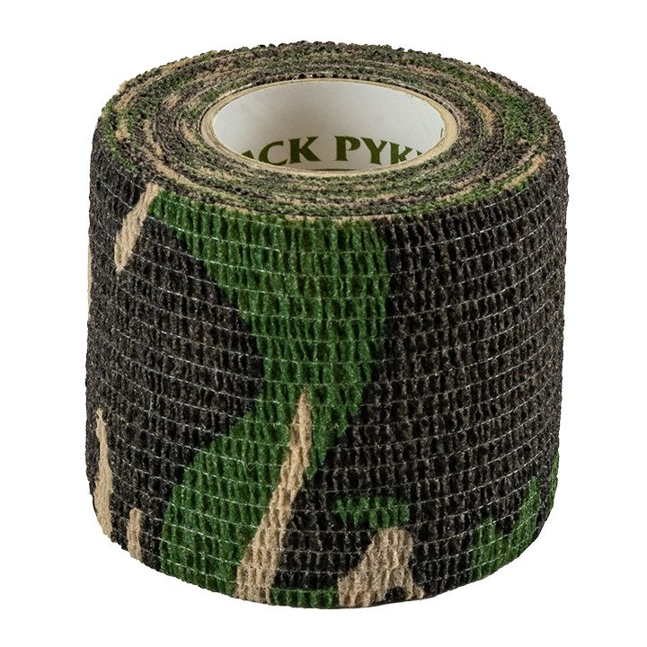 Camouflage tape with printed design on wooden spool.