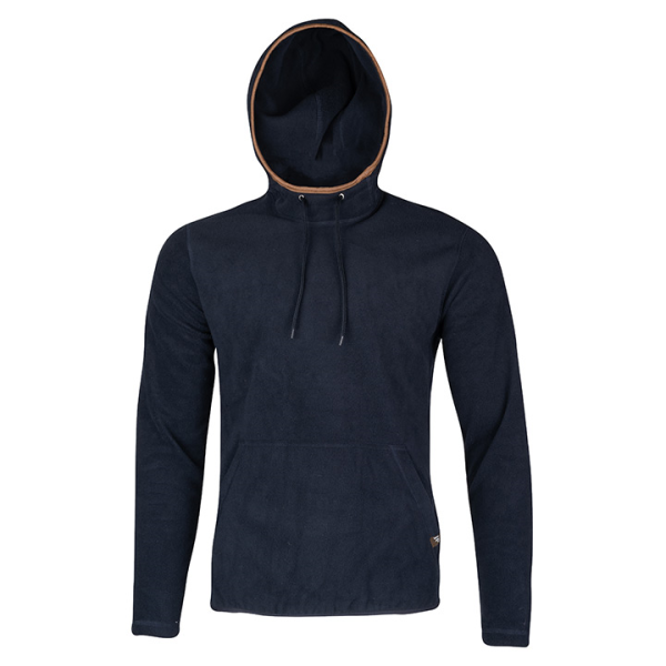 Hoodie with the hood up.
